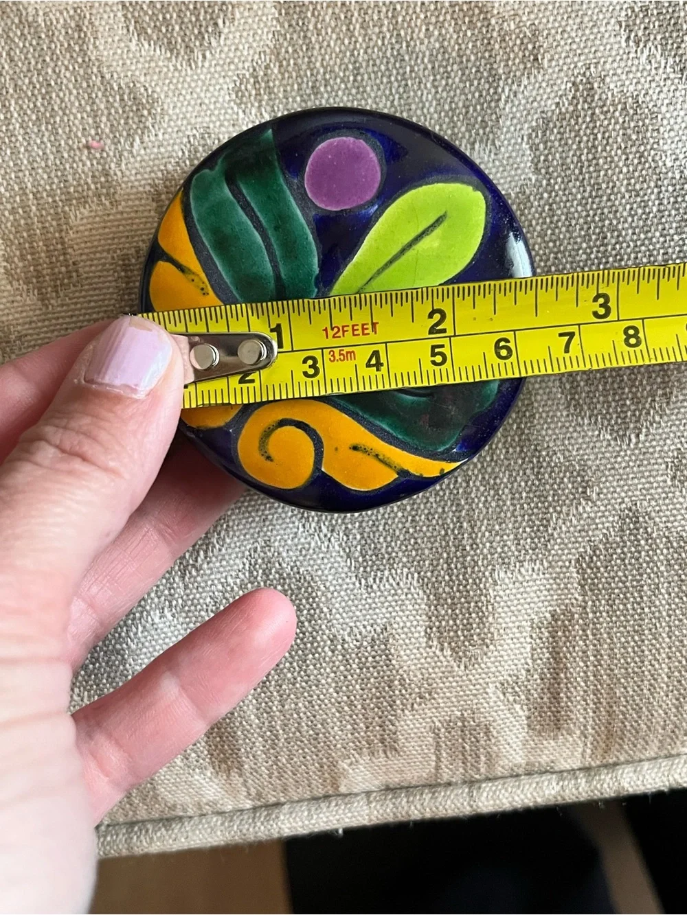 Talavera pottery trinket jewelry box from Mexico painted floral